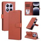 For Redmi Note 14 Pro 4G Global 3-Card Slots Multifunctional Leather Phone Case(Brown) - 1