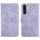 For Samsung Galaxy F16 5G / M16 5G Skin Feel Butterfly Embossed Flip Leather Phone Case(Purple) - 1