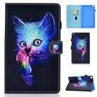 For Samsung Galaxy Tab A7 10.4 2020 T500 Colored Drawing Stitching Horizontal Flip Leather Case, with Holder & Card Slots(Super Cat) - 1