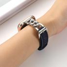 For Apple Watch 46mm / 49mm / 45mm / 44mm Metal Chain Leather Denim Watch Band(Ochre Red) - 2