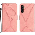 For Samsung Galaxy F16 5G / M16 5G Stitching Embossed Leather Phone Case(Pink) - 1