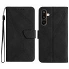 For Samsung Galaxy F16 5G / M16 5G Stitching Embossed Leather Phone Case(Black) - 1