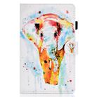 For Samsung Galaxy Tab A7 10.4 2020 T500 Colored Drawing Stitching Horizontal Flip Leather Case, with Holder & Card Slots(Watercolor Elephant) - 2