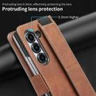 For Samsung Galaxy Z Fold6 VIETAO Integrated Spliced Leather Phone Case with Elastic Bowl Strap(Brown) - 3