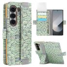 For Samsung Galaxy Z Fold5 VIETAO Integrated Colorful Leather Phone Case with Elastic Bowl Strap(Green) - 1