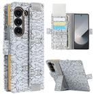 For Samsung Galaxy Z Fold5 VIETAO Integrated Colorful Leather Phone Case with Elastic Bowl Strap(Gray) - 1