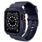 For Apple Watch 46mm / 45mm / 44mm / 42mm VIETAO Carbon Fiber Silicone Strap(Dark Blue) - 1