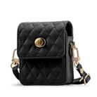 For Samsung Galaxy Z Flip Series VIETAO Rhombic Texture Bag PU Fold Phone Case(Black) - 1