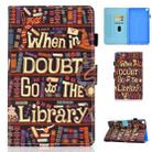 For Samsung Galaxy Tab A7 10.4 2020 T500 Colored Drawing Stitching Horizontal Flip Leather Case, with Holder & Card Slots(Library) - 1