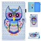 For Samsung Galaxy Tab A7 10.4 2020 T500 Colored Drawing Stitching Horizontal Flip Leather Case, with Holder & Card Slots(Colored Owl) - 1