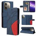 For OPPO A5 Pro 5G Global Dual-color Splicing Flip Leather Phone Case(Blue) - 1