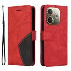 For OPPO A5 Pro 5G Global Dual-color Splicing Flip Leather Phone Case(Red) - 2