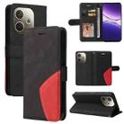 For OPPO A5 Pro 5G Global Dual-color Splicing Flip Leather Phone Case(Black) - 1