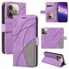 For OPPO A5 Pro 5G Global Dual-color Splicing Flip Leather Phone Case(Purple) - 1