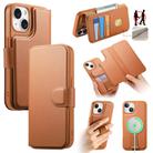 For iPhone 14 / 13 CaseNeo Finger Grip Strap MagSafe Leather Phone Case(Brown) - 1