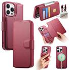 For iPhone 12 Pro Max CaseNeo Finger Grip Strap MagSafe Leather Phone Case(Red) - 1