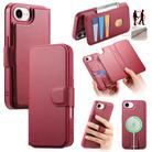 For iPhone 16e CaseNeo Finger Grip Strap MagSafe Leather Phone Case(Red) - 1
