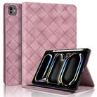 For iPad Pro 13 2024 Rhombus Embossed Leather Smart Tablet Case(Pink) - 1