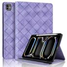 For iPad Pro 13 2024 Rhombus Embossed Leather Smart Tablet Case(Purple) - 1