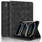 For iPad Pro 13 2024 Rhombus Embossed Leather Smart Tablet Case(Black) - 1