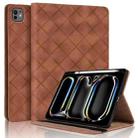 For iPad Pro 11 2024 Rhombus Embossed Leather Smart Tablet Case(Brown) - 1