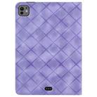 For iPad Pro 11 2024 Rhombus Embossed Leather Smart Tablet Case(Purple) - 3