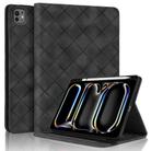 For iPad Pro 11 2024 Rhombus Embossed Leather Smart Tablet Case(Black) - 1