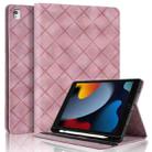 For iPad 10.2 2021 / Air 10.5 Rhombus Embossed Leather Smart Tablet Case(Pink) - 1