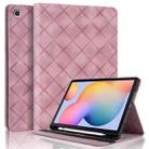 For Samsung Galaxy Tab S6 Lite 2024 Rhombus Embossed Leather Smart Tablet Case(Pink) - 1