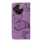 For vivo V30E / V40 Lite Global 3D Butterfly Embossed Pattern Flip Leather Phone Case(Purple) - 3