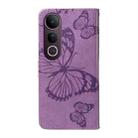 For vivo V50 Lite 5G Global 3D Butterfly Embossed Pattern Flip Leather Phone Case(Purple) - 3