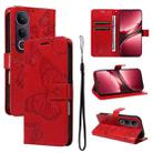 For vivo V50 Lite 5G Global 3D Butterfly Embossed Pattern Flip Leather Phone Case(Red) - 1