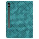 For Samsung Galaxy Tab S10 / S9 FE Rhombus Embossed Leather Tablet Case(Green) - 3