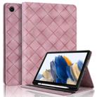 For Samsung Galaxy Tab A9 Rhombus Embossed Leather Tablet Case(Pink) - 1