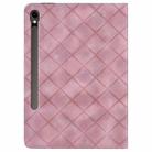 For Samsung Galaxy Tab S10 FE+ Rhombus Embossed Leather Tablet Case(Pink) - 3