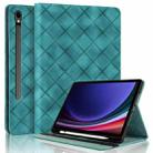For Samsung Galaxy Tab S10 FE+ Rhombus Embossed Leather Tablet Case(Green) - 1