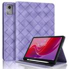 For Lenovo Tab M11 / Xiaoxin Pad 11 2024 Rhombus Embossed Leather Smart Tablet Case(Purple) - 1