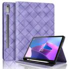 For Lenovo Xiaoxin Pad Pro 12.7 2023 / P12 Rhombus Embossing Leather Tablet Case(Purple) - 1