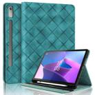 For Lenovo Xiaoxin Pad Pro 12.7 2023 / P12 Rhombus Embossing Leather Tablet Case(Green) - 1