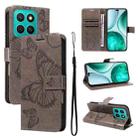 For Honor X8C 4G Global 3D Butterfly Embossed Pattern Flip Leather Phone Case(Grey) - 1