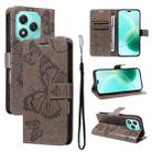 For Honor 400 Lite 3D Butterfly Embossed Pattern Flip Leather Phone Case(Grey) - 1