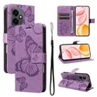 For Honor 400 Global 156.5mm 3D Butterfly Embossed Pattern Flip Leather Phone Case(Purple) - 1