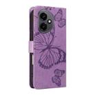For Honor 400 Global 156.5mm 3D Butterfly Embossed Pattern Flip Leather Phone Case(Purple) - 3