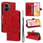 For Honor 400 Global 156.5mm 3D Butterfly Embossed Pattern Flip Leather Phone Case(Red) - 1