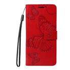 For Samsung Galaxy A06 4G / 5G 3D Butterfly Embossed Pattern Flip Leather Phone Case(Red) - 2