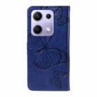 For Xiaomi Poco M6 Pro 4G Global 3D Butterfly Embossed Pattern Flip Leather Phone Case(Blue) - 3