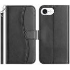 For iPhone 16e Dual-Folded S-shape Leather Phone Case(Black) - 1