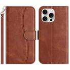 For iPhone 16 Pro Max Dual-Folded S-shape Leather Phone Case(Coffee) - 1
