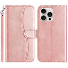 For iPhone 16 Pro Dual-Folded S-shape Leather Phone Case(Rose Gold) - 1