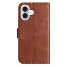 For iPhone 16 Dual-Folded S-shape Leather Phone Case(Coffee) - 3